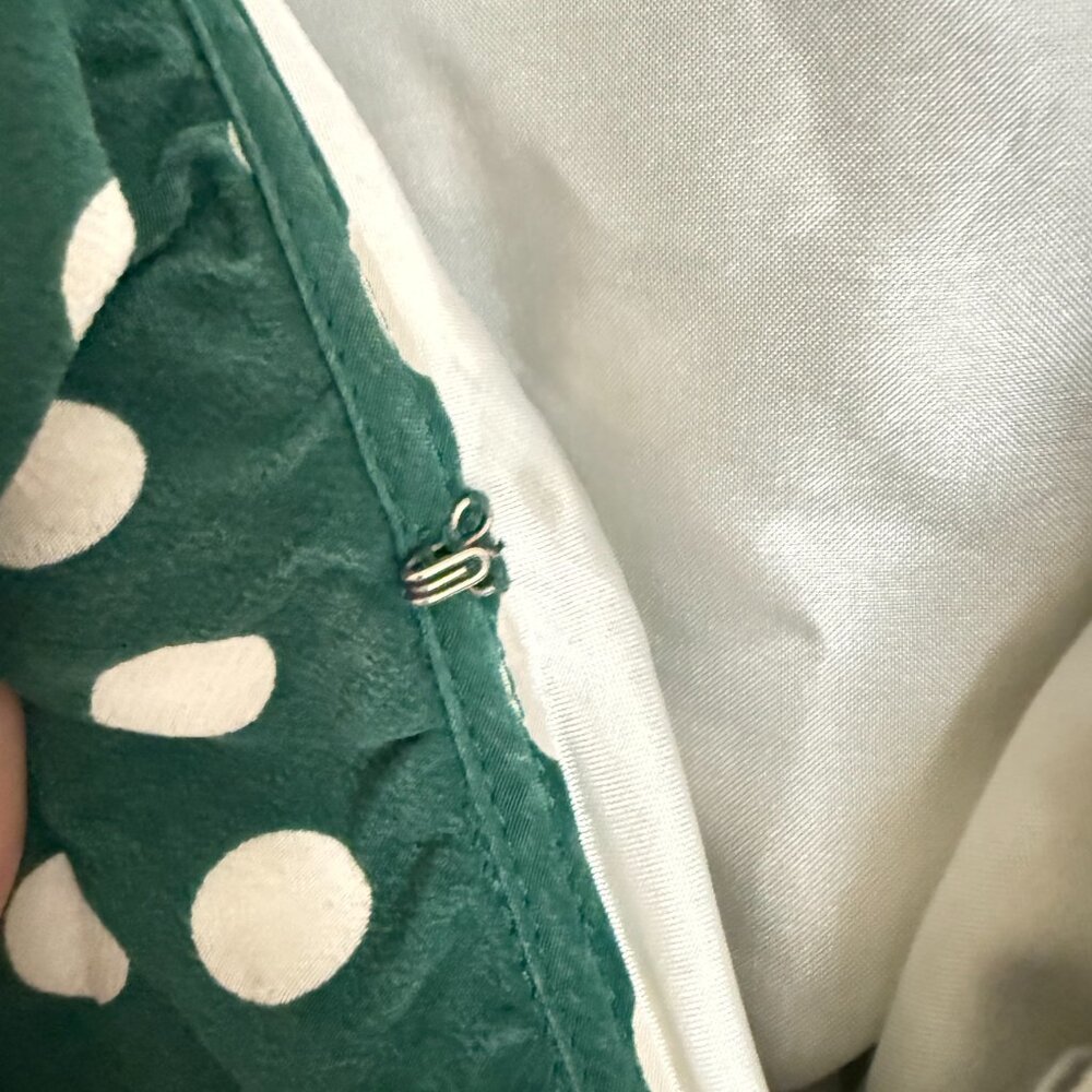 kate spade Green and White Polka Dot Long Sleeve Wrap Dress - Picture 5 of 11